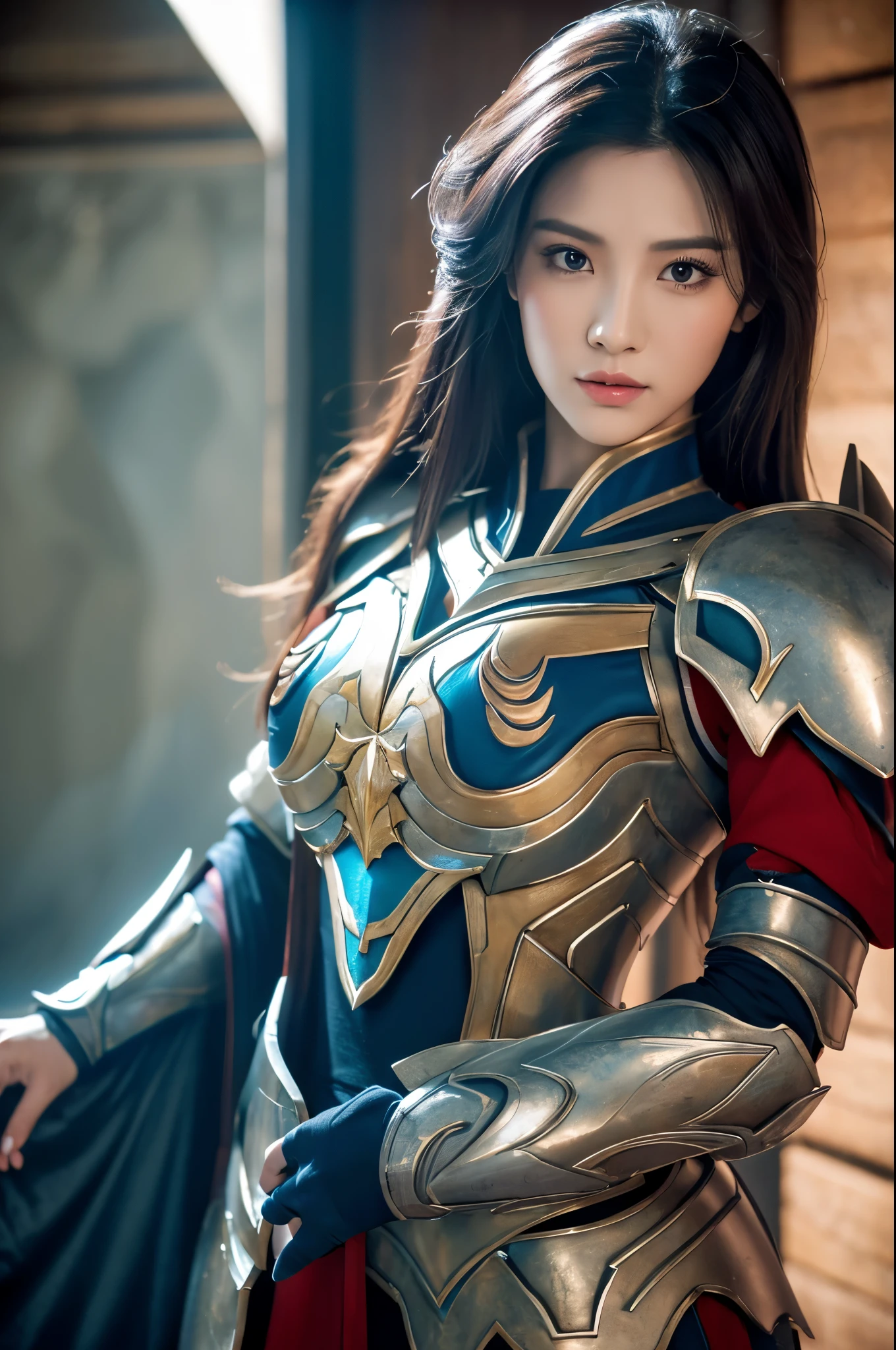 8K,(Female ghost)、悪魔のMakeup、Super Beauty(Like the real thing)、Sexy Red Chest Armor,Adult demon woman、Just like the whole body、(Equipped with a long and large spear)、Ghost of a mature big woman。Strong jaw(Like the real thing)、Stand facing forward、Devil horns、A wonderful work of art、((Kyoto Panel Style))、Wind effects:1.9、Cloud Effect:1.2、Full Rendering、Encaustic painting、Unreal Engine、Beautiful armor patterns and decorations,Surreal,Armor details,超A high resolution,Professional quality high resolution、Perfect contrast、Perfect lighting、Perfect composition、Perfect Skin、Perfect Fingers、Perfect breasts、Perfect Hair、Perfect Face、Realistic facial features,masterpiece,Photorealistic RAW photos,Bright colors,Rich colors,50mm lens,Nikon D850,super highest quality,Slim figure,Perfect body line,Perfect hand shape,Anatomical body balance,Highly detailed face,Highly detailed eyes,Beautiful Lips,Excellent light particles,Cinema Lighting,Makeup,Ultra-high resolution,Ultra-Realistic Skin,Sexy woman closeup,Ample breasts,Dynamic pose,Hard and strong abs,Very large breasts,Action pose,Battle Mode,