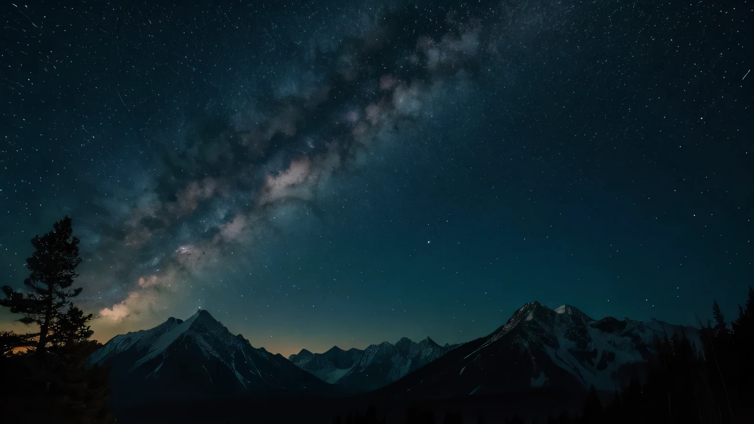 Eye-popping starry sky in the mountains, forests, mysterious