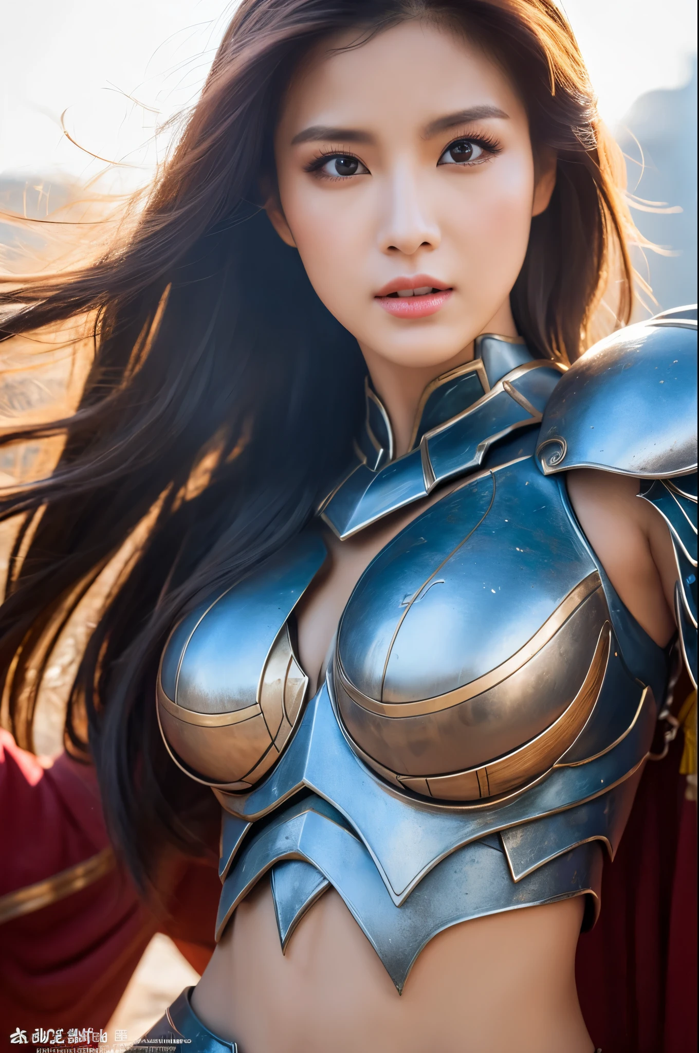 8K,(Female ghost)、悪魔のMakeup、Super Beauty(Like the real thing)、Sexy Red Chest Armor,Adult demon woman、Just like the whole body、(Equipped with a long and large spear)、Ghost of a mature big woman。Strong jaw(Like the real thing)、Stand facing forward、Devil horns、A wonderful work of art、((Kyoto Panel Style))、Wind effects:1.9、Cloud Effect:1.2、Full Rendering、Encaustic painting、Unreal Engine、Beautiful armor patterns and decorations,Surreal,Armor details,超A high resolution,Professional quality high resolution、Perfect contrast、Perfect lighting、Perfect composition、Perfect Skin、Perfect Fingers、Perfect breasts、Perfect Hair、Perfect Face、Realistic facial features,masterpiece,Photorealistic RAW photos,Bright colors,Rich colors,50mm lens,Nikon D850,super highest quality,Slim figure,Perfect body line,Perfect hand shape,Anatomical body balance,Highly detailed face,Highly detailed eyes,Beautiful Lips,Excellent light particles,Cinema Lighting,Makeup,Ultra-high resolution,Ultra-Realistic Skin,Sexy woman closeup,Ample breasts,Dynamic pose,Hard and strong abs,Very large breasts,Action pose,Battle Mode,Fighting Mode,battlefield,