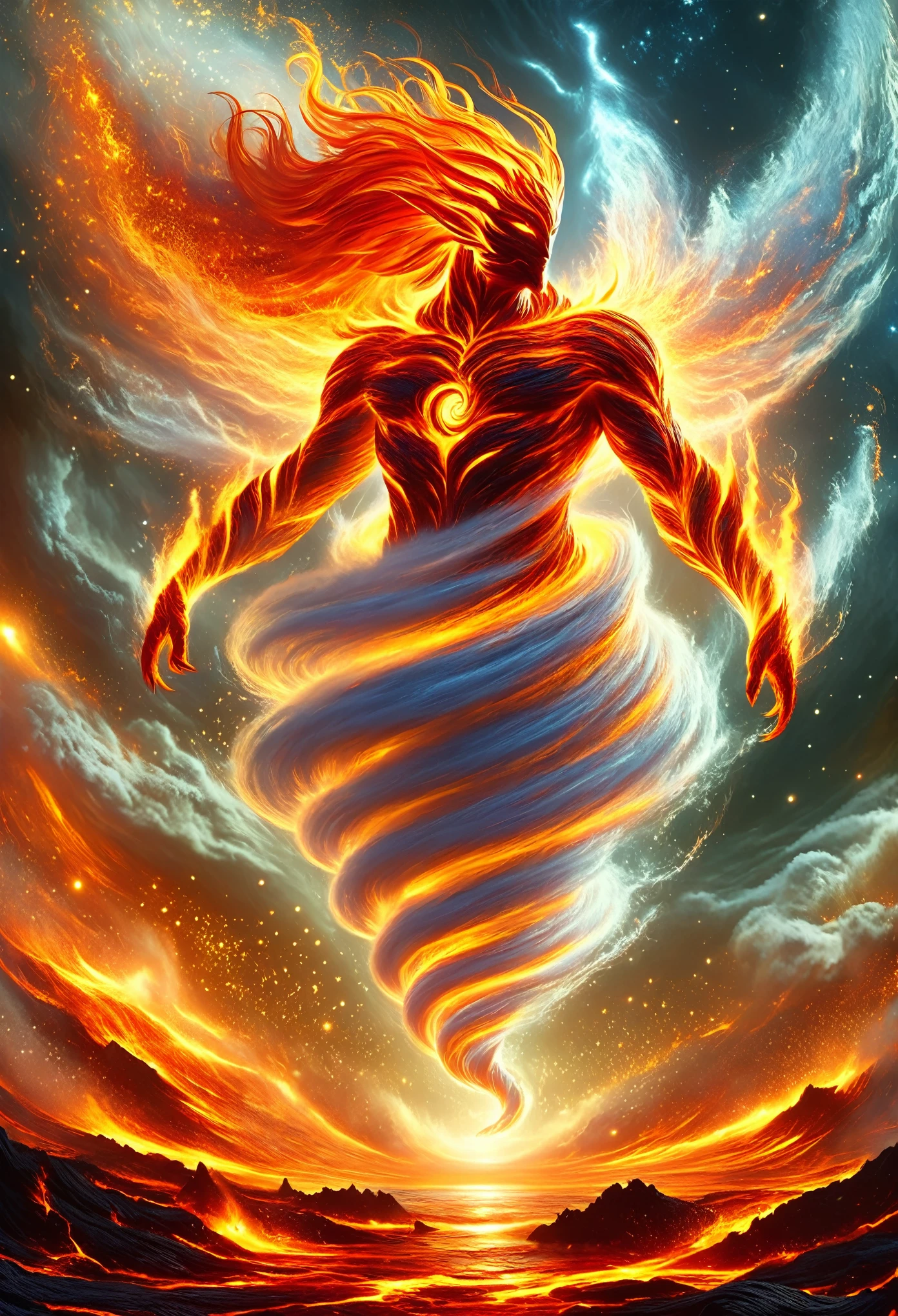 ethereal fantasy concept art of [giant demon: made of Lava], magnificent, celestial, ethereal, painterly, epic, majestic, magical, fantasy art, cover art, dreamy DonM3l3m3nt4lXL, 