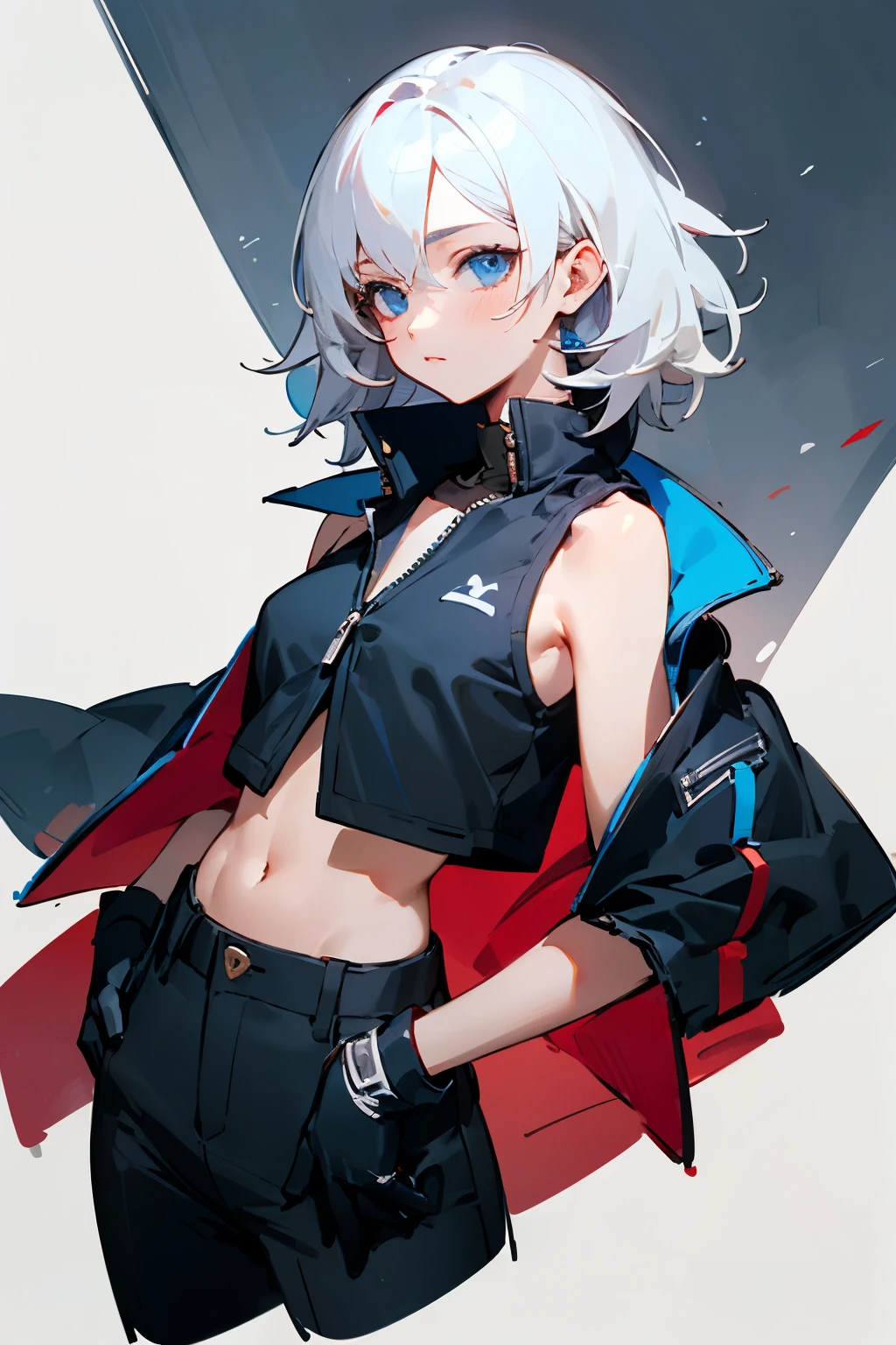 leaning back with hands out in the air,girl、high school girl、(masterpiece, highest quality, official art:1.2), (flat color:1.5),(colorful),looking at the viewer,1 girl,alone, white background, ,(2D:1.5) ,NSFW