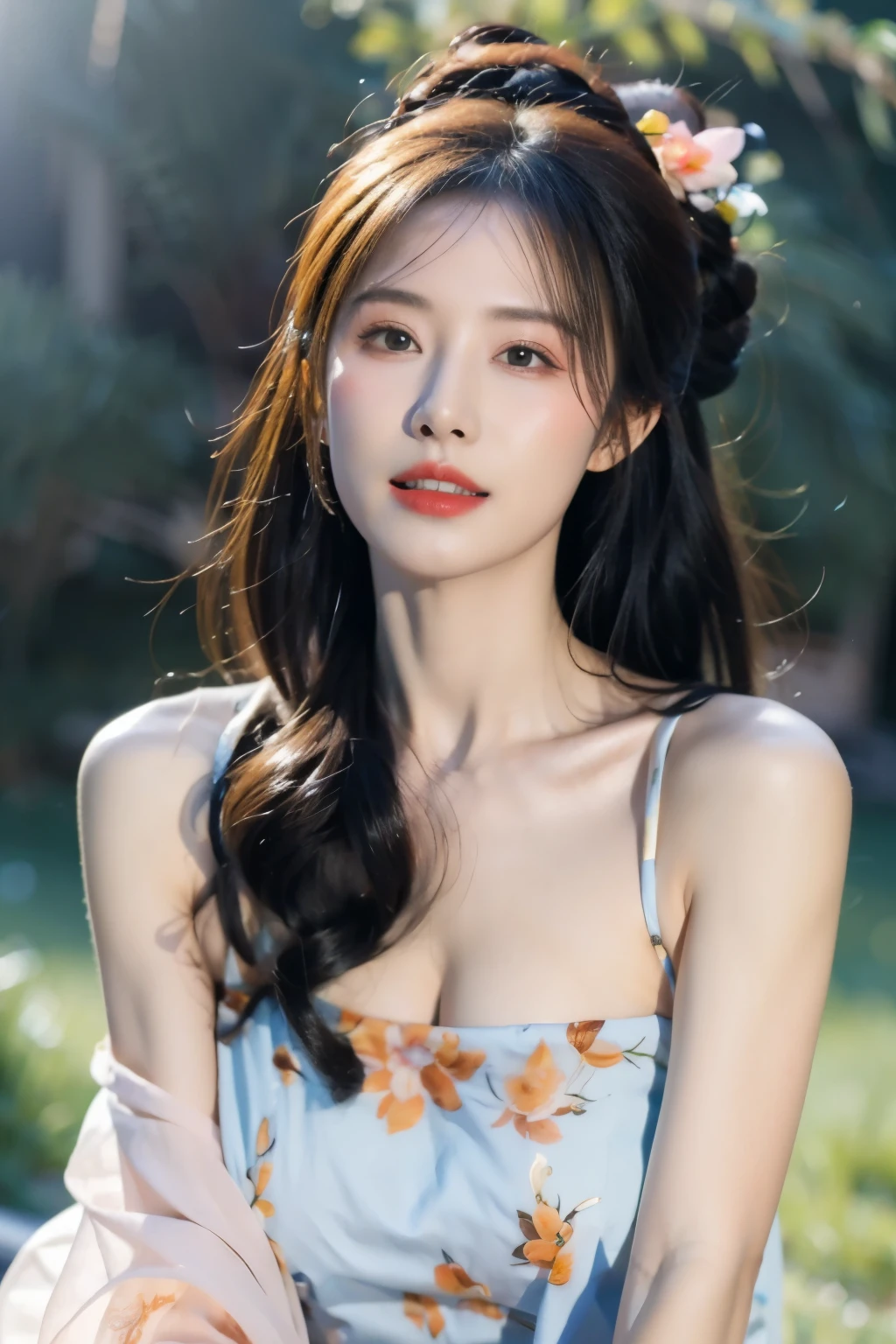 original photo,best quality),(lifelike,照片lifelike:1.3),best quality,Very detailed,masterpiece,Super detailed,illustration,1 girl,Predominant_Body,Dynamic angle,World Masters Theatre,messy_long_hair,best quality,Extremely detailed CG unified 8k wallpaper,,amazing,Light,lens_Flare,Dunhuang_style,Real People
