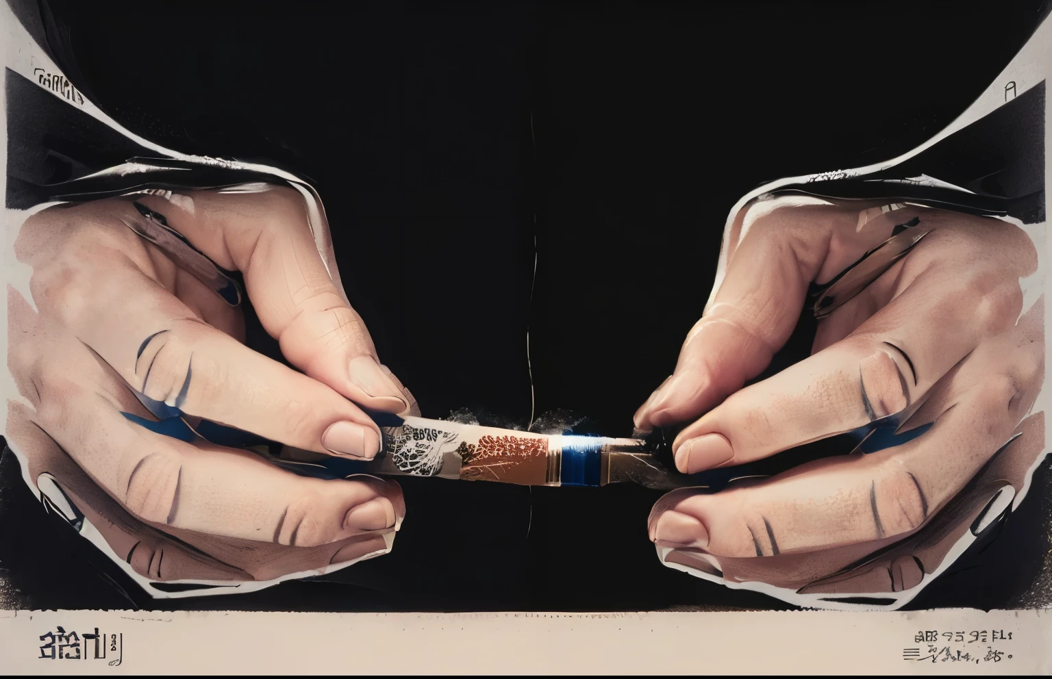 A pair of hands rolling a cigarette, joint,thin soft hand ,Official illustrations