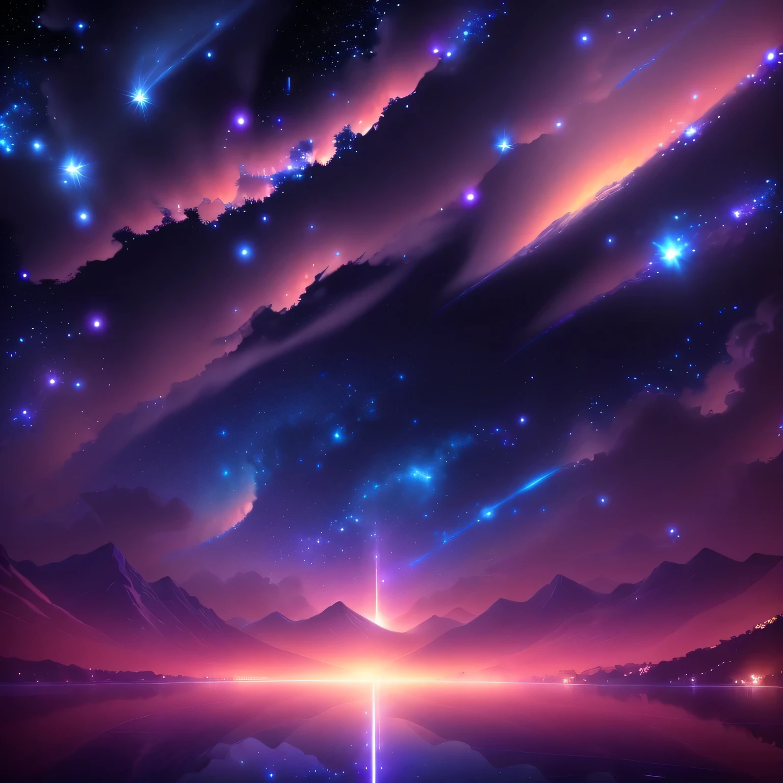 Starry Sky over a mountain lake with shining stars, Awesome Wallpapers, Background artwork, Night view, wallpaper 4k, wallpaper 4k, Anime Background, quiet night. Digital Illustration, Starry Sky, Great background, 4k HD illustration wallpaper, Beautiful iPhone Wallpapers, Beautiful Wallpapers, high quality desktop wallpaper, Mobile Phone Wallpaper HD, Starry Sky 8 k, Starry Sky