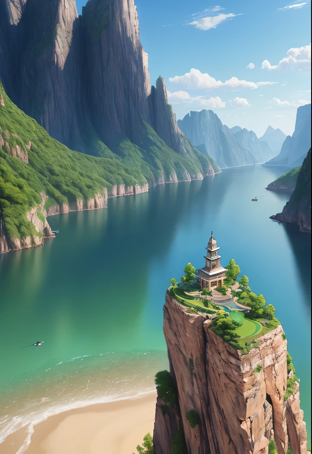 landscape,water,(extremely detailed CG unity 8k wallpaper), most beautiful artwork in the world,professional majestic oil painting,intricate, High Detail, Sharp focus, dramatic, photorealistic painting art