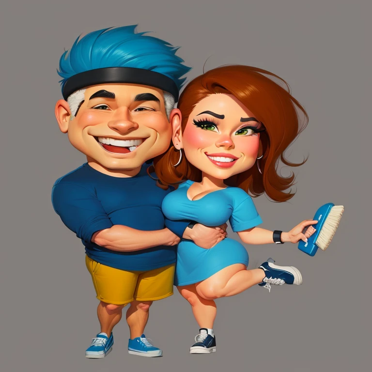 4k, Digital painting, Comic Babes, cartoon couple holding a toothbrush and smiling, caricature illustration, CARTOON ARTstyle, cartoon digital art, in cartoon style, cartoon digital painting, CARTOON ART style , digital art cartoon, CARTOON ART, cartoon style, Cartoon style illustration, happy couple, caricature, realistic cartoon, Cartoon digital painting art, caricaturist alarcón, cartoon portrait, caricature