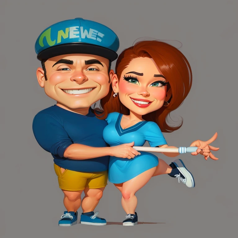 4k, Digital painting, Comic Babes, cartoon couple holding a toothbrush and smiling, caricature illustration, CARTOON ARTstyle, cartoon digital art, in cartoon style, cartoon digital painting, CARTOON ART style , digital art cartoon, CARTOON ART, cartoon style, Cartoon style illustration, happy couple, caricature, realistic cartoon, Cartoon digital painting art, caricaturist alarcón, cartoon portrait, caricature