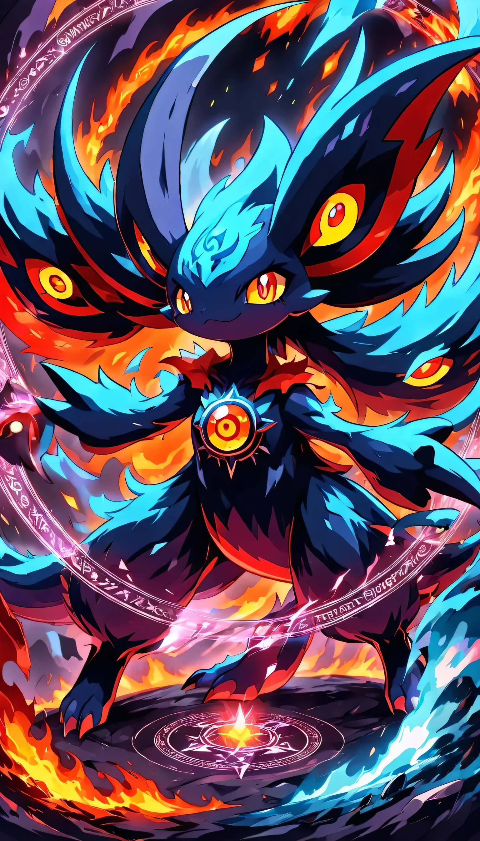 Pokémon,Evolutionary,Demonic elements,Lava Elements,masterpiece,Magic Effects,magic circle,cool,masterpiece,highest quality