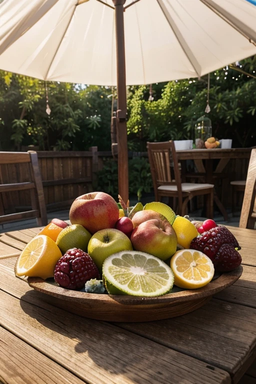 /imagine prompt: Create an image for an Instagram carousel featuring healthy and balanced eating, showcasing a variety of fresh and colorful fruits arranged attractively on a rustic wooden table, with a background illuminated by the morning sun, conveying a sense of freshness and vitality. Photography, wide-angle lens (24mm), settings adjusted to capture sharp details and vibrant colors, --ar 16:9 --v 5