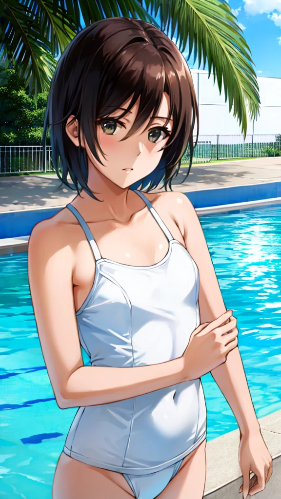 White swimsuit、Mikasa、1 person、High resolution、high resolution、Pool