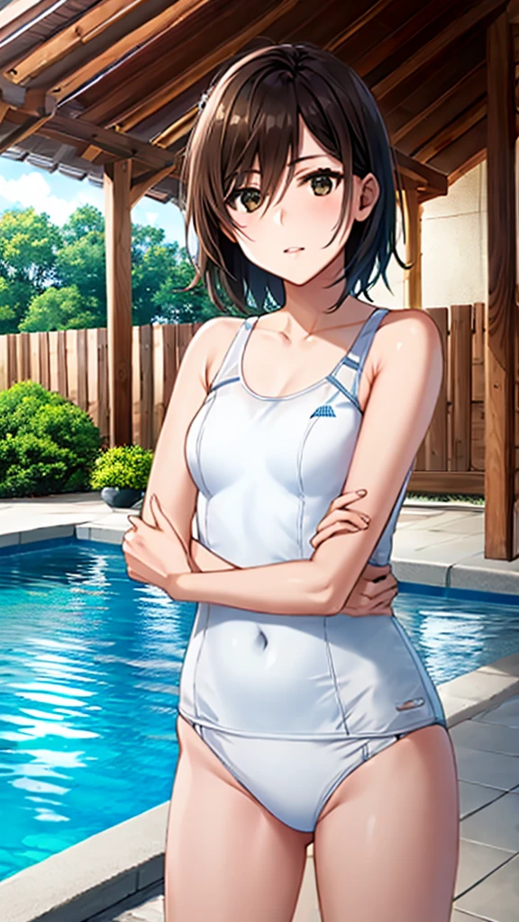 White swimsuit、Mikasa、1 person、High resolution、high resolution、Pool