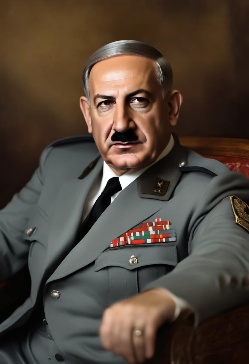Benjamin Netanyahu dressed as Adolf Hitler