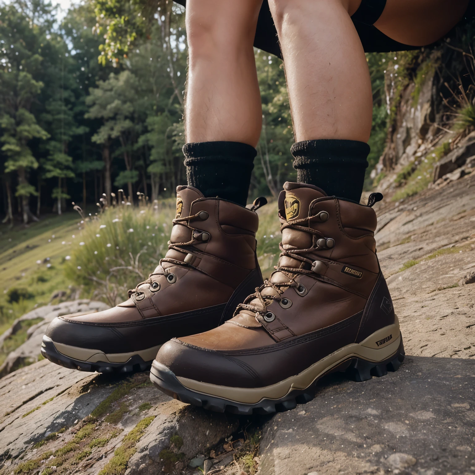 make a picture of an advertising slogan, about boots that have a target audience of climbers and hikers, that its benefits are to have friction with the rocks, making the person maintain more balance on them, Also suitable for sliding rocks, tipo o limo, They are waterproof boots, se comprar 5 botas, 50% de desconto. Ou seja, leve mais, pague menos.