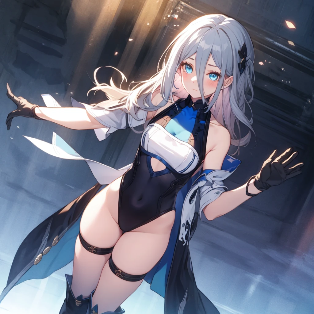 (full body),Explain the whole,Browsing Caution,最high quality,High resolution, Very detailed,Game CG,Dutch Angle,緻密でBeautiful Eyes，最high quality,Lie on your back in bed，Thigh-high boots，leotardチラ見せ，Gloves，elegant, 1 girl, leotard，Bodysuits，xingqiongtiedao，tiedao，xingqiong，solo，cute, blushした, Looking at the audience, From below, blue eyes, Beautiful Eyes,Put one hand on your hip，upright， Beautiful background, Particles of light, Light of the sun, Dramatic lighting, outside, Shiny, Realistic, 最high quality, Very detailed, Get used to it, scenery, beautifullyて細かい目, Thinning hair，Full Body Shot，((Very detailedな背景)), (((Cowboy Shot,Dynamic Angle)))，1 girl,,(Shiny肌:1.3),(beautifully濃厚な肌),(Thinning hair), masterpiece, high quality, High resolution, Confused,(beautifully、beautiful:1.2), Beautiful Hands, (4K), 8k, Perfect balance,(Very detailedな CG Unity 8k 壁紙), Perfect hands, Embarrassing, blush, Light_vestige,Intricate details,Written boundary depth, extremely delicate and 美しい,Professional photography, Bokeh, High resolution, Sharp details, 最high quality, Thick thighs,Beautiful Eyes, Beautiful background, 屋outside，
