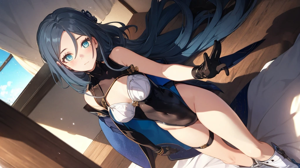 (full body),Explain the whole,Browsing Caution,最high quality,High resolution, Very detailed,Game CG,Dutch Angle,緻密でBeautiful Eyes，最high quality,Lie on your back in bed，Thigh-high boots，leotardチラ見せ，Gloves，elegant, 1 girl, leotard，Bodysuits，xingqiongtiedao，tiedao，xingqiong，solo，cute, blushした, Looking at the audience, From below, blue eyes, Beautiful Eyes,Put one hand on your hip，upright， Beautiful background, Particles of light, Light of the sun, Dramatic lighting, outside, Shiny, Realistic, 最high quality, Very detailed, Get used to it, scenery, beautifullyて細かい目, Thinning hair，Full Body Shot，((Very detailedな背景)), (((Cowboy Shot,Dynamic Angle)))，1 girl,,(Shiny肌:1.3),(beautifully濃厚な肌),(Thinning hair), masterpiece, high quality, High resolution, Confused,(beautifully、beautiful:1.2), Beautiful Hands, (4K), 8k, Perfect balance,(Very detailedな CG Unity 8k 壁紙), Perfect hands, Embarrassing, blush, Light_vestige,Intricate details,Written boundary depth, extremely delicate and 美しい,Professional photography, Bokeh, High resolution, Sharp details, 最high quality, Thick thighs,Beautiful Eyes, Beautiful background, 屋outside，
