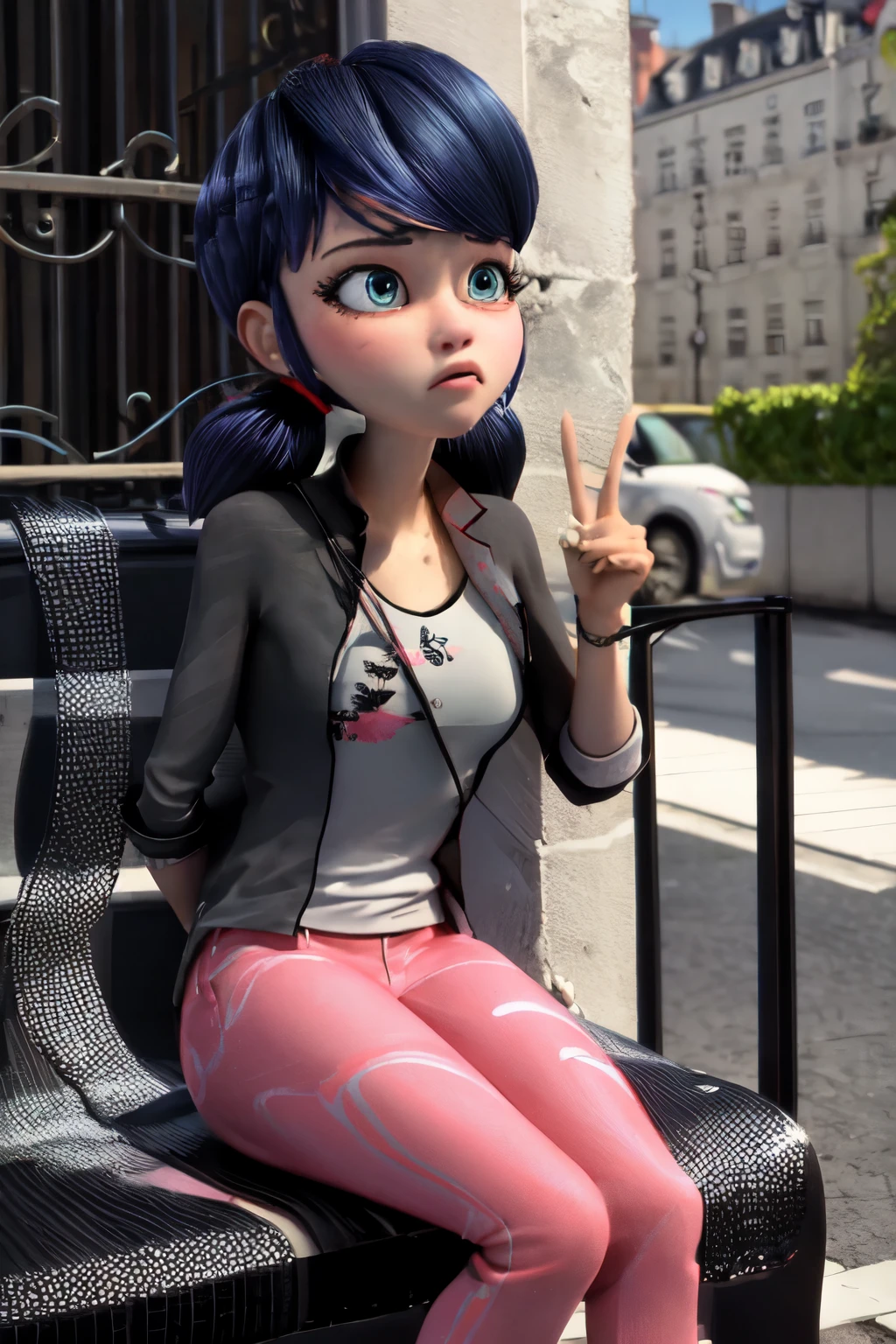 Marinette Dupain Cheng from Miraculous Ladybug, shocked and depressive