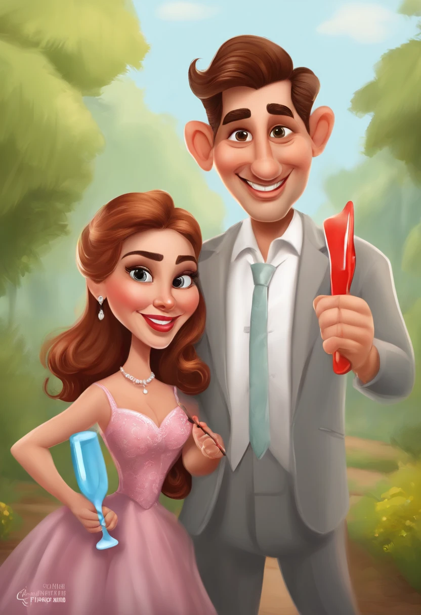 4k, Digital painting, Comic Babes, cartoon couple holding a toothbrush and smiling, caricature illustration, CARTOON ARTstyle, cartoon digital art, in cartoon style, cartoon digital painting, CARTOON ART style , digital art cartoon, CARTOON ART, cartoon style, Cartoon style illustration, happy couple, caricature, realistic cartoon, Cartoon digital painting art, caricaturist alarcón, cartoon portrait, caricature