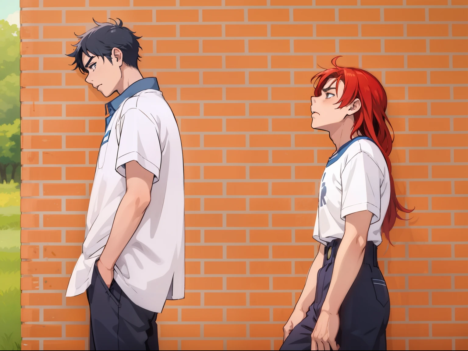 estilo comic anime 2d, cute 17 year old boy with sad mouth