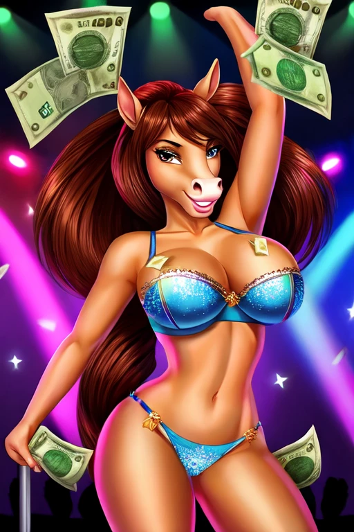 Horse stripper bikini grabbing your breasts dancing money