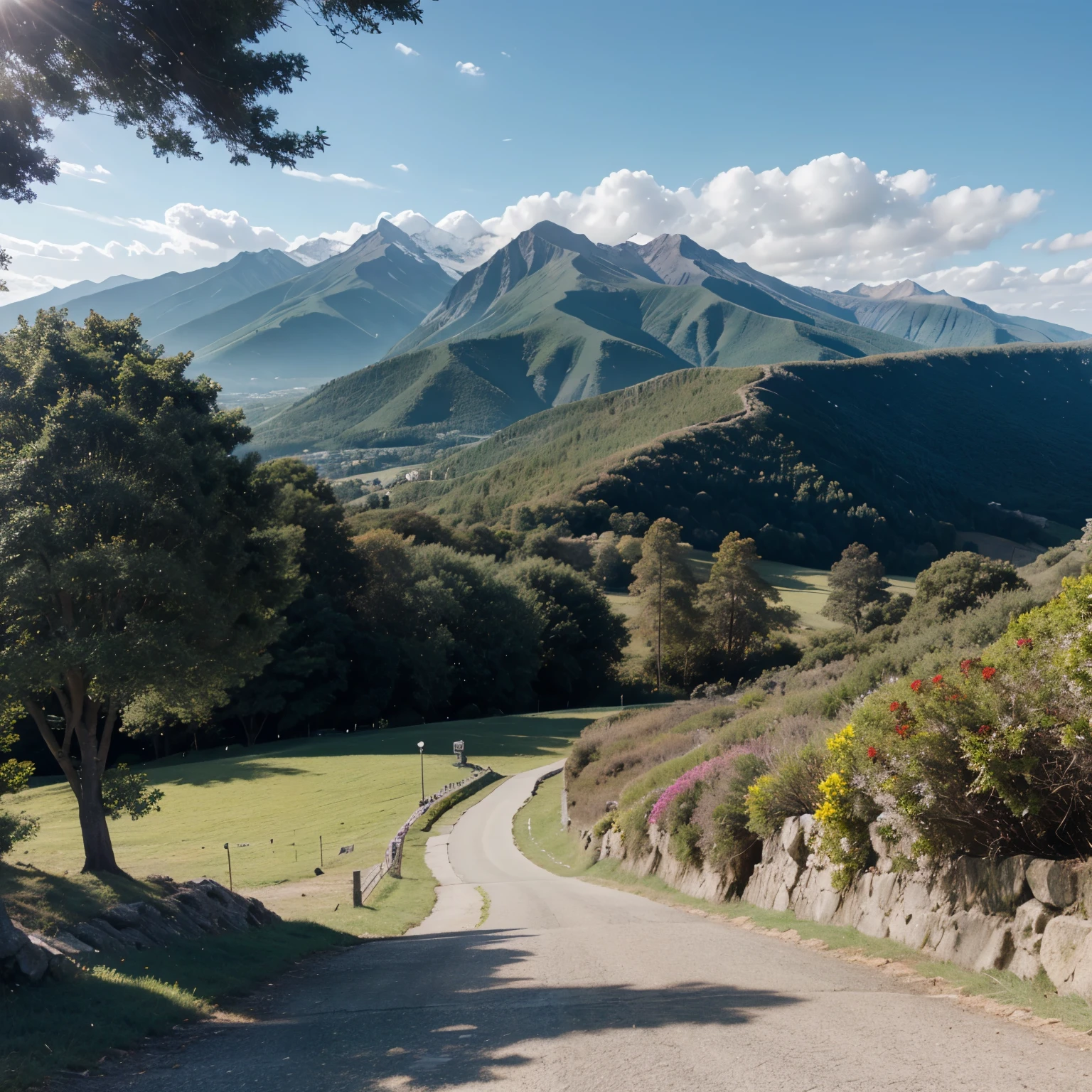Mountains sea trees sunshine boys 