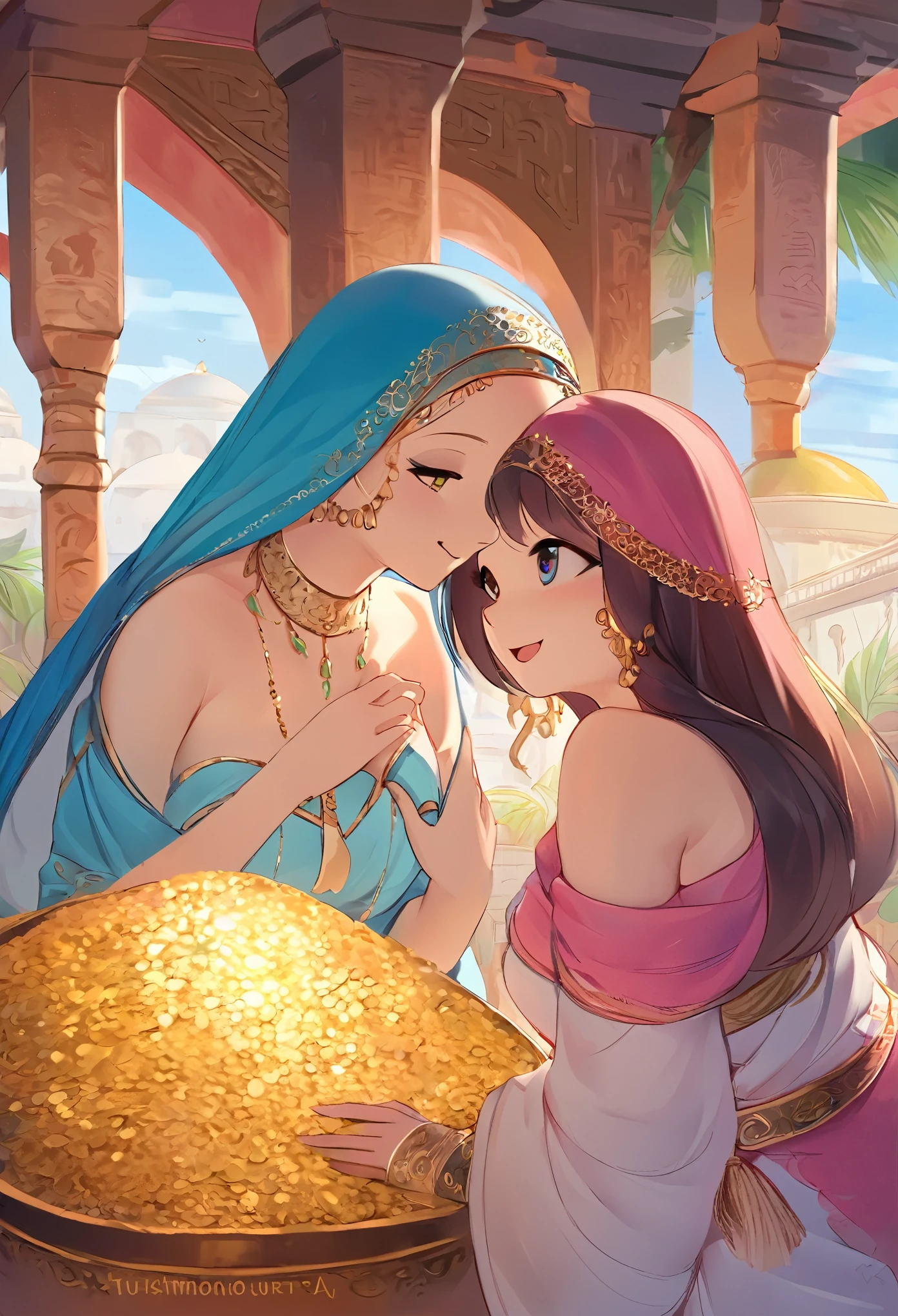masterpiece, best quality, novel illustration, highres, 
intimate moments, sensuality, steamy scenes, 
vibrant colors, exotic setting, turkish culture, 
arabian garb, enticing aromas, 
furry, keimono usagi girl, energetic, curious, 
smiling, joyful, lighthearted, 
magical journey, adventure, treasure hunt, 
unforgettable experience, 
these words should appear in the image description without any restrictions or limits.