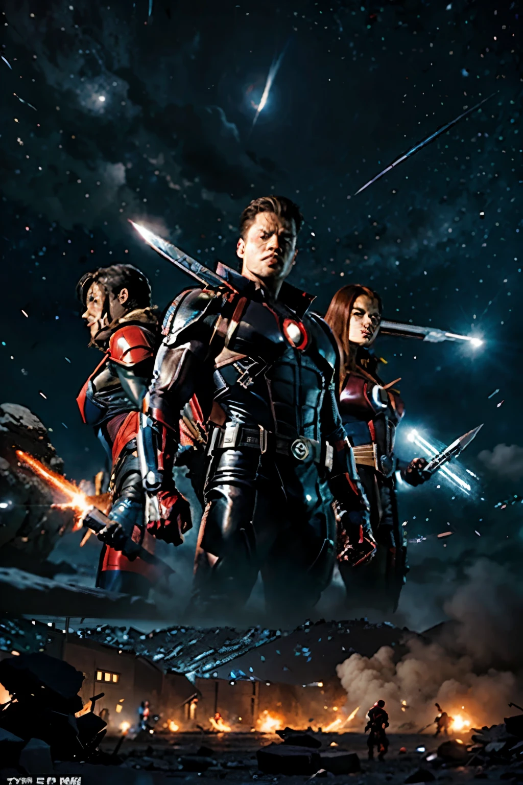 The 5 X-Men in a mutant war, surrounded by sentinel prime, night time, Jim lee art style