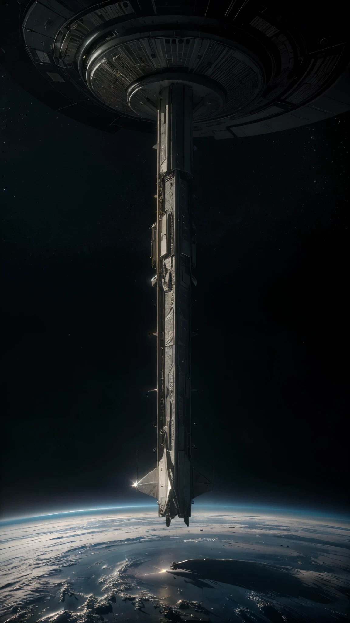 ((masterpiece, highest quality, Highest image quality, High resolution, photorealistic, Raw photo, 8K)), A giant spacecraft navigating interstellar space,