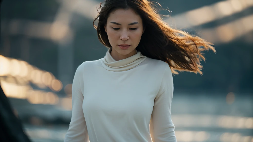 Describe the woman in a moment of graceful movement, with her hair flowing in the wind as she walks elegantly. Her facial features are soft and delicate, with a gentle smile on her lips and a sparkle in her eyes. Her posture is impeccable, conveying a feeling of grace and lightness.
The image is composed with a carefully controlled depth of field, allowing the woman to be sharply defined while the blurred background creates a sense of immersion and focus on the main subject.
The lighting is meticulously planned to highlight the details of the character's body, creating dramatic contrasts between light and shadow that add a sense of depth and texture to the image.
Every detail of the scene is carefully captured, revealing its luxurious texture and enhancing its beauty and power.
The background of the image is made up of natural elements that complement the woman's imposing presence, such as the vastness of the plains or the exuberance of the Caribbean sea.
Camera Type: Professional high-resolution DSLR camera.
Lens: A high-quality wide-angle lens to capture a woman's entire body in a single image.
Lens Focal Length: Approximately 35mm to capture a wide, immersive perspective of the scene.
Aperture: Set to f/4 to ensure enough depth of field to keep the character fully in focus, while creating a slight blur in the background.
ISO: Adjusted to 100 to ensure a sharp, high-quality image.
Shutter Speed: Fast enough to freeze any movement of the woman, for example 1/500 second.
White Balance: Configured for the specific lighting conditions of the environment, ensuring accurate and natural colors.
Focus Mode: Single-point autofocus to ensure the woman's details are sharp and well-defined.
Image Stabilization: Enabled to ensure sharp images, especially when shooting at a shorter focal length.