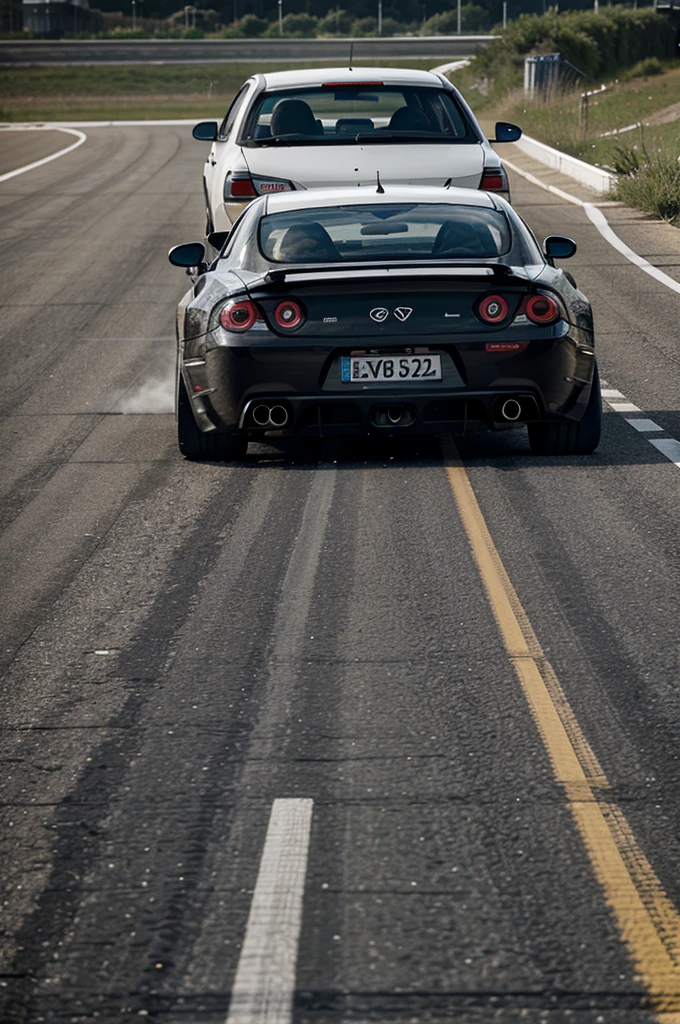 Carro de carreras Drift , en un autopista , con lluvisna