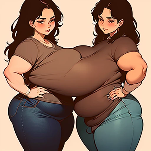 a two headed 24 year old fat woman horrified by being a freak with her 40 year old mother growing out of her neck as an extremely close together second head. She has a huge ass. She is clearly shitting her pants as she eats a huge dinner using only her mother’s head in public messily. She has a cloud of smell coming from under her as she savors embarrassing her conjoined mother by filling up their shared body’s pants in the restaurant.