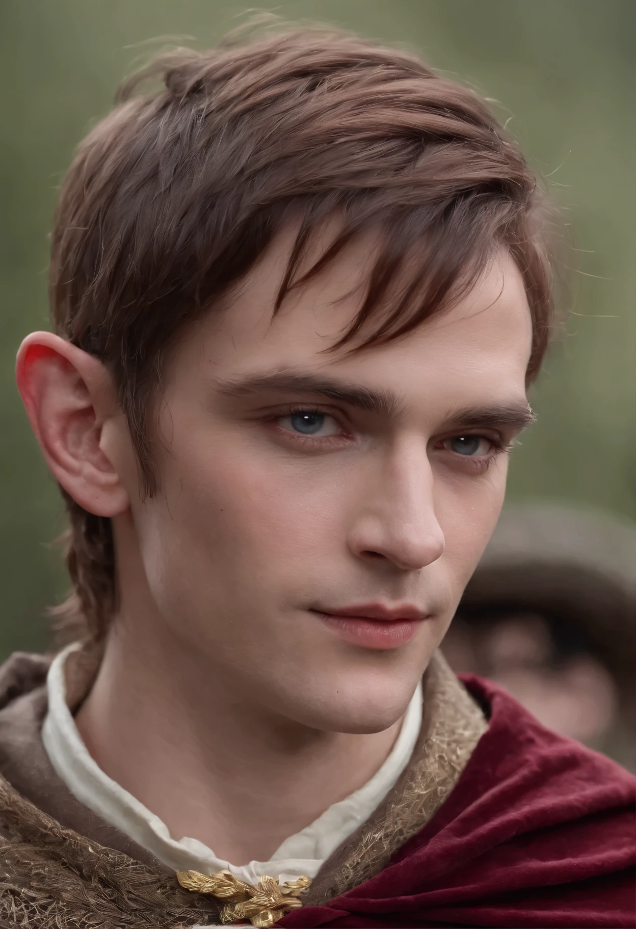 (((a deep reddish wound crosses her left cheek))) An "okay" looking man-elf in his 20s. 5'8 height. There are scars on the right side of his head. Wears glasses and has ocean colored eyes. He fashions himself in black and bright crimsoned leather with a winter fashion. Medieval setting, ultra sharp focus, realistic shot, medieval male clothes, tetradic colors (scar:1.4)