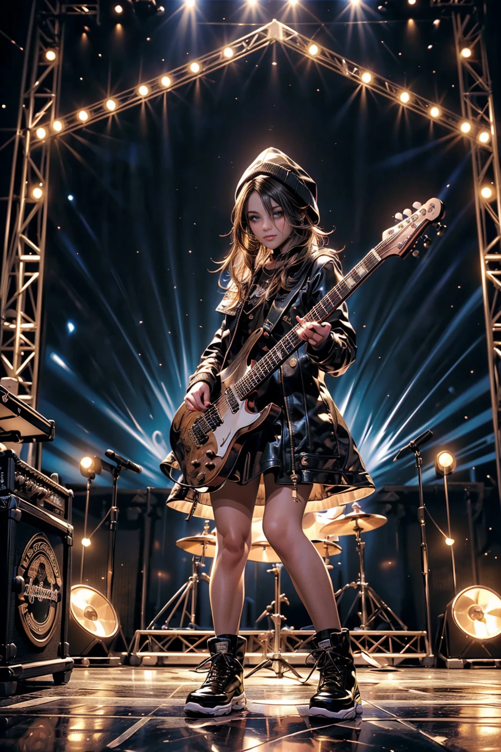 ((mundo paralelo:1.1)), (1 chica:1.4), ((guitar:1)),(una hermosa mujer parada en lo alto de un edificio, tocando la guitarra con pasion rockstar, 2D Kinematics, desgarrando en cgsociety, banda tocando, publico a sus pies, la mujer toca la guitarra con extremo talento, El metaverso, protagonista, escenario nocturno, transmission, concert backdrop), romanticismo, atmospheric, pasional (foto cruda, mejor calidad), (realista, photo-realista:1.3), Obra maestra, un extremadamente delicado y hermoso, extremadamente detallado, ((parte superior del cuerpo:1)),
newspaper background, 