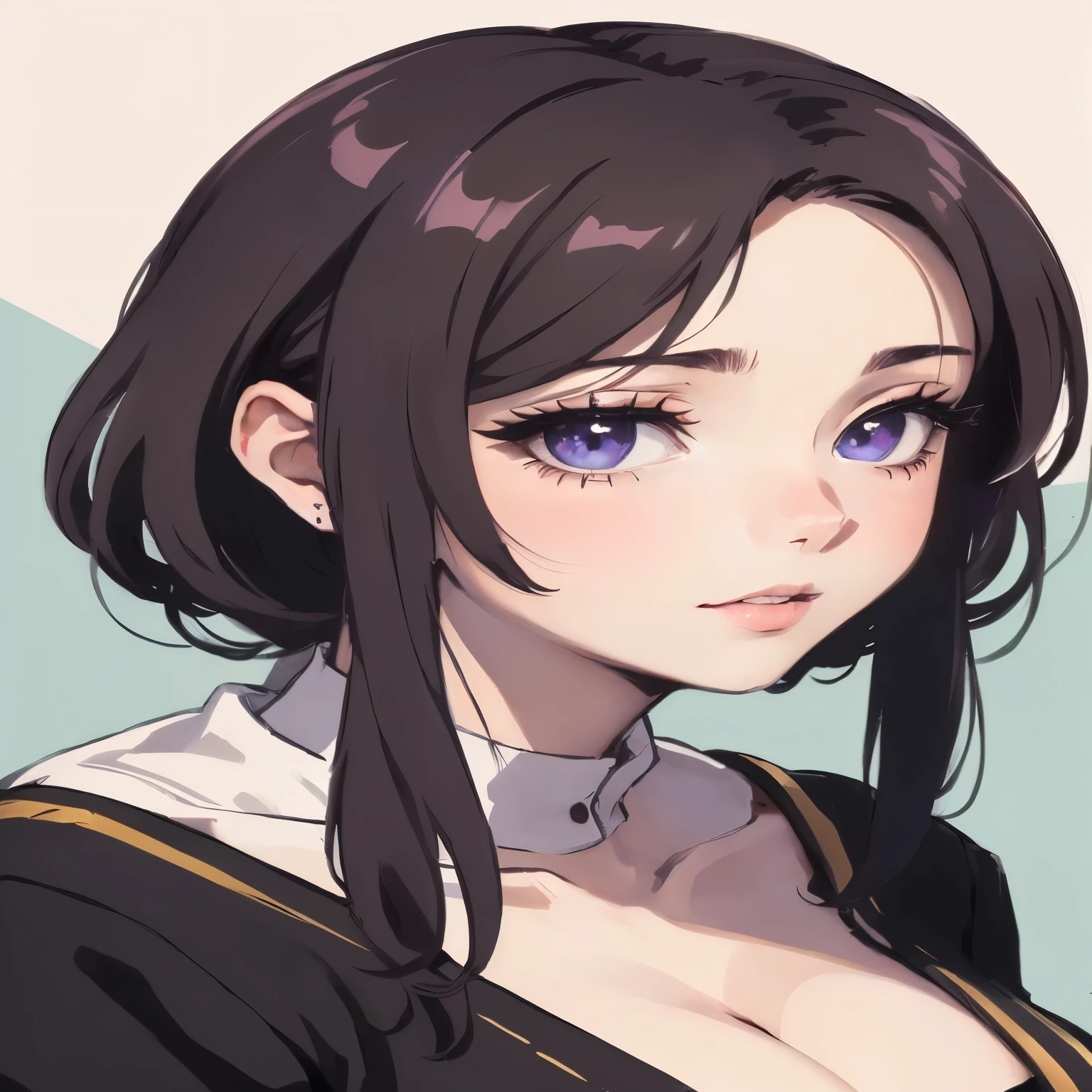 um close de uma mulher com cabelos longos e um vestido preto, retrato detalhado de garota anime, beautiful retrato de anime, retrato estilo anime, arte digital detalhada de anime, impressionante retrato de rosto de anime, retrato anime , retrato de personagem de anime, cute retrato de animes, retrato de anime, retrato de uma garota de anime, retrato de anime, retrato de alta qualidade, estilo de arte anime realista