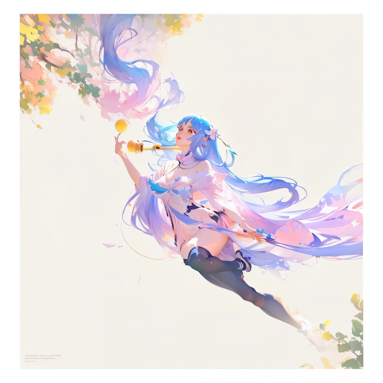 um close de uma pessoa voando pelo ar com uma pipa, rossdraws pastel vibrante, just a joke, inspired por Yanjun Cheng, a beautiful art illustration, Colorida! Design de personagem, arte digital no pixiv, lindas obras de anime, expressando alegria. por Krenz Cushart, dreamy psychedelic anime, por Yanjun Cheng