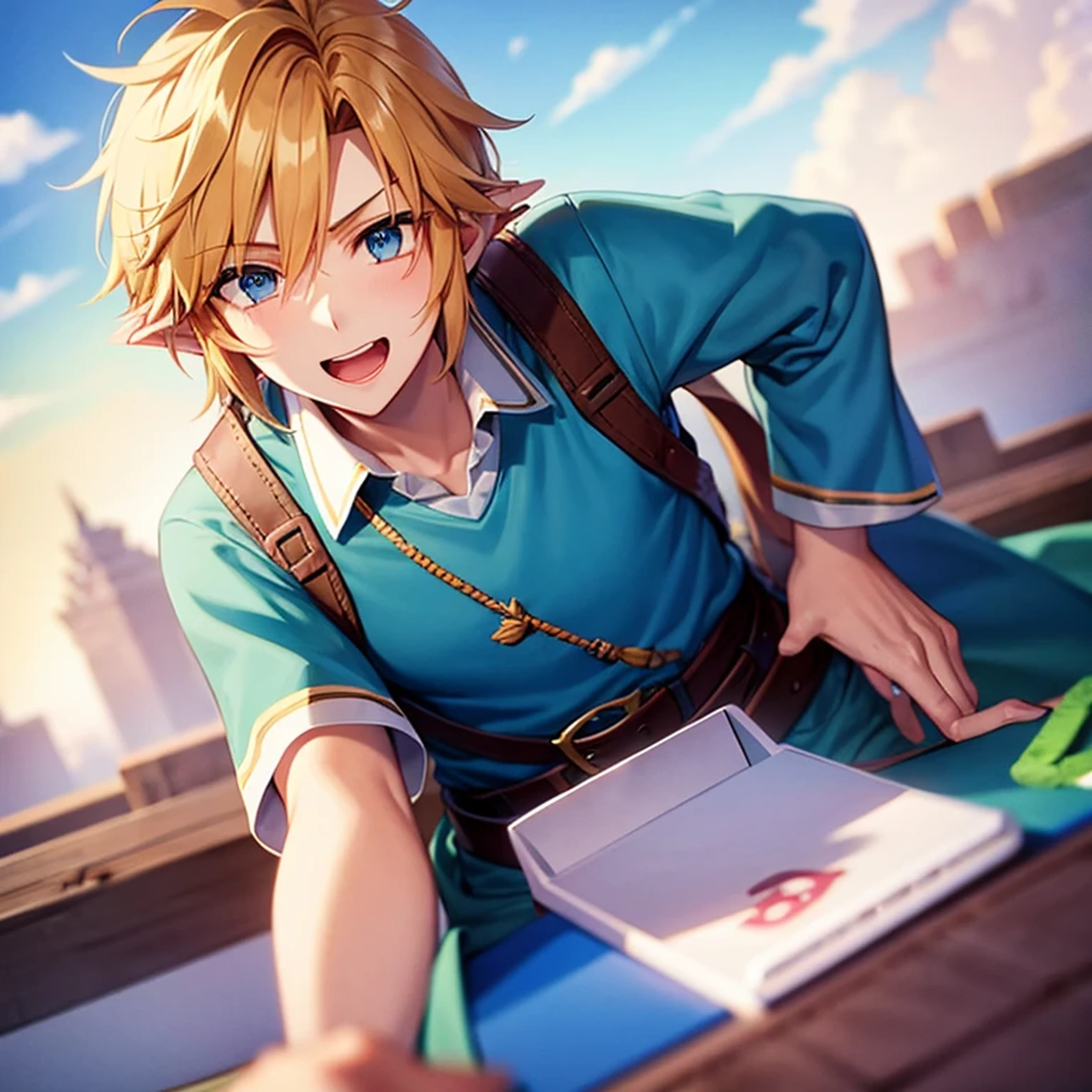 Link garçon qui joue au jeux vidéo dans Minecraft