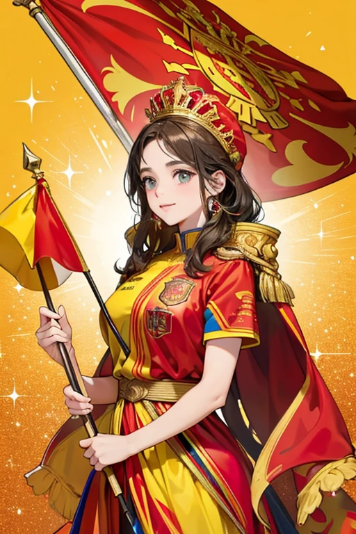 Spain mascot using the flag color Red and yellow
; glitter