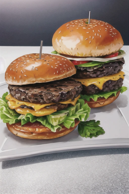 Create an amazing delicious tasty burger with double cheese vegetables, batata palha. Alface tomates, cebolas, duas carnes, mortadela, ovos. Just side a portion of fries, ((in the photo on the side of the burger a 2 liter soft drink)) .