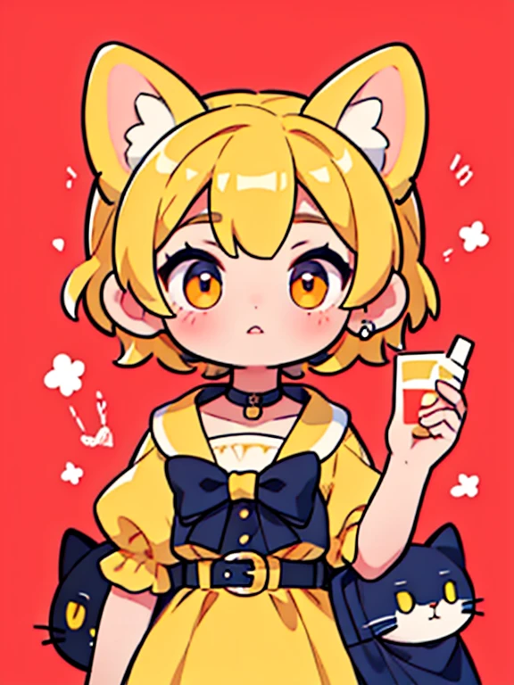 1 chica, 🎀, orejas de gato, cola de gato