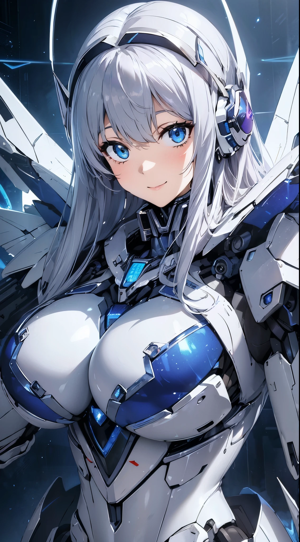 A kind smile、Blue shining mechanical eyes