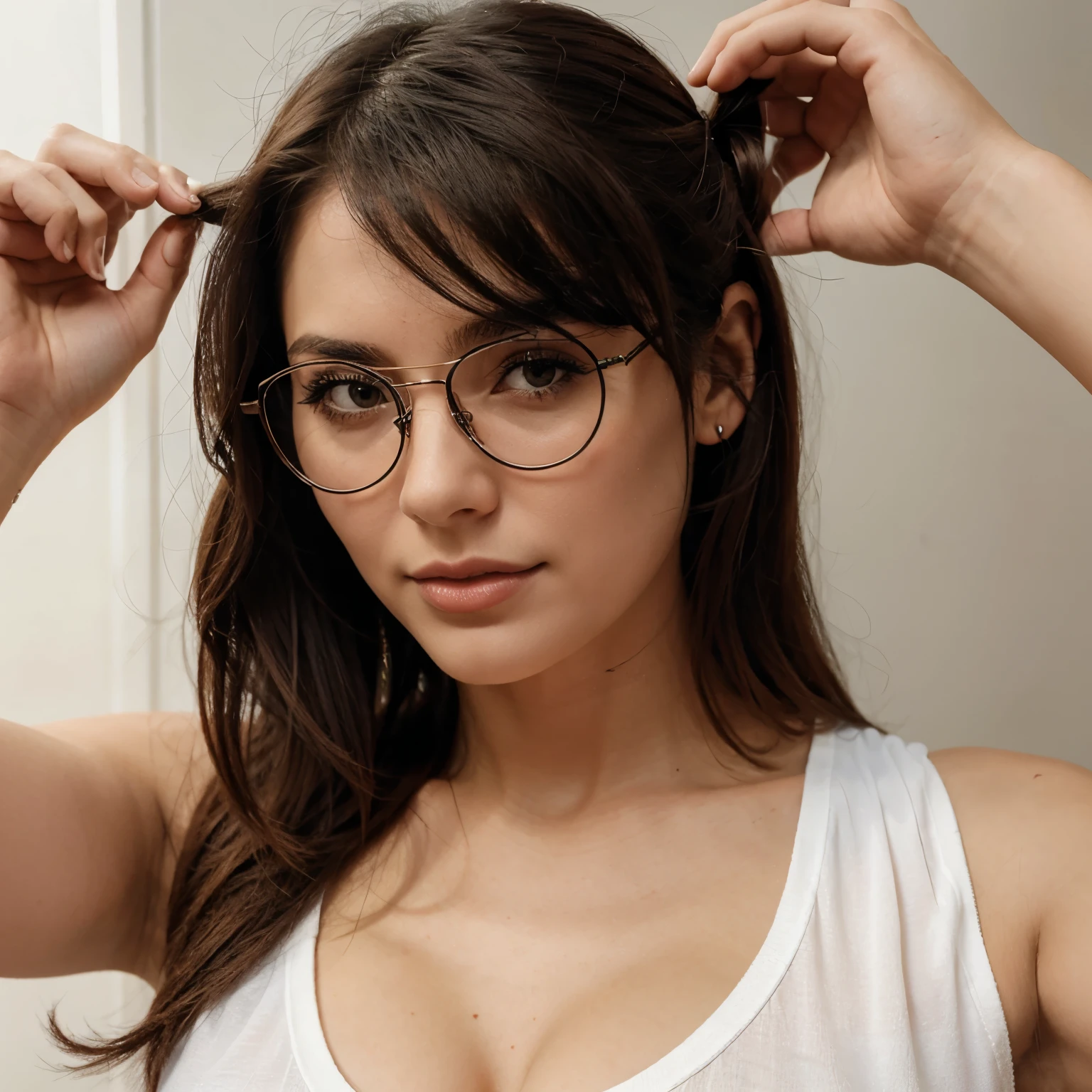 Mulher de oculos e cabelo curto