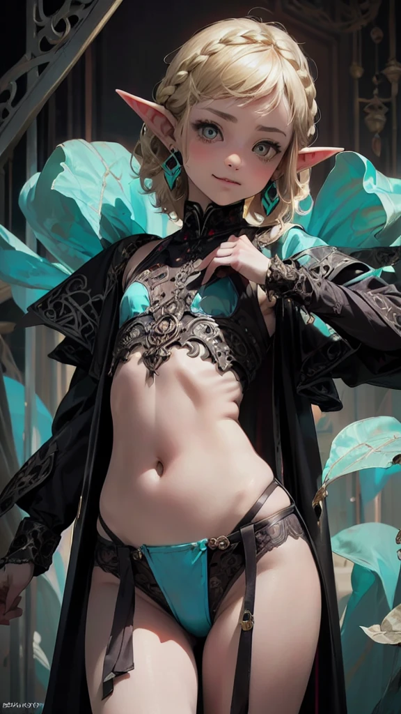 model poses，Pink haired beauty，Long hair shawl，Lower ponytail，Charming eyes，The skin is delicate，Bigchest，Yellow Uniform，Black stockings are depicted in great detail，Golden butterfly ornaments are elaborately depicted on the long legs，Ultra HD close-up，high-heels，softlighting，the street