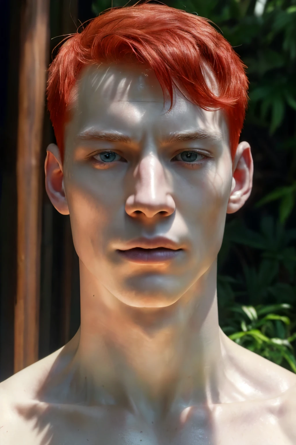 (8k, RAW photo, best quality, masterpiece:1.2), (realistic, photo-realistic:1.4), ultra-detailed, (high detailed skin:1.2), (asian) pale skin, white and red hair, handsome 1man,  