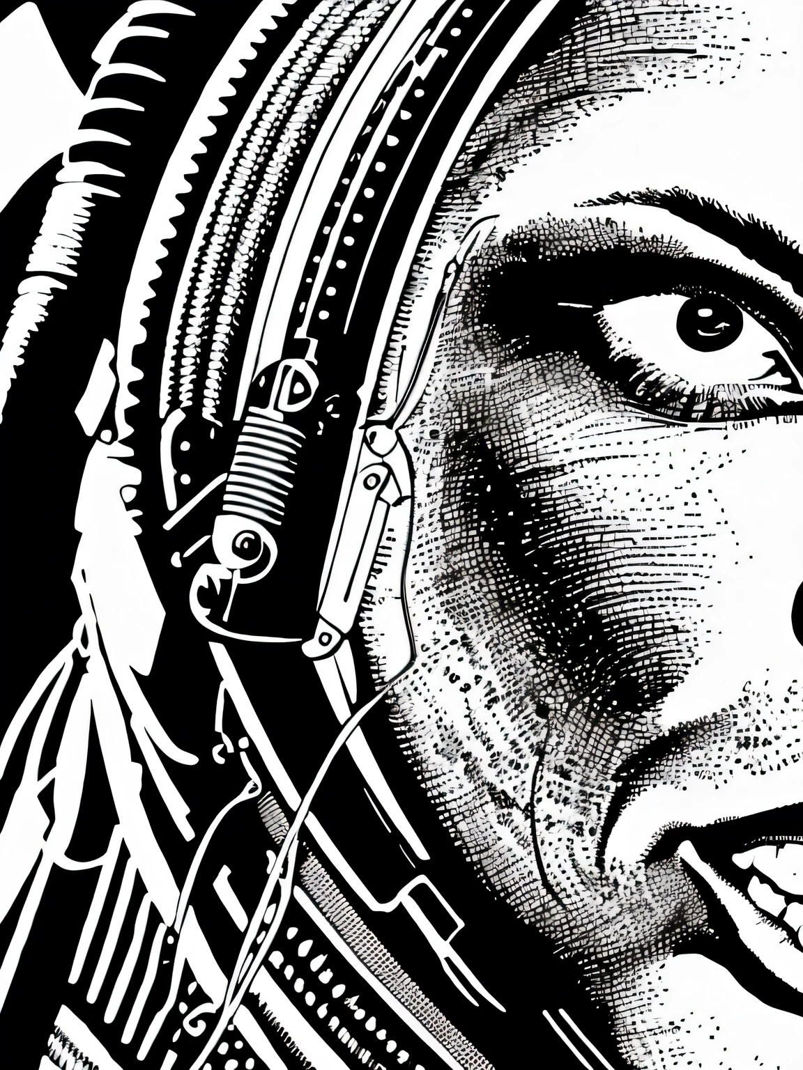 1 woman, (grey scale), close up