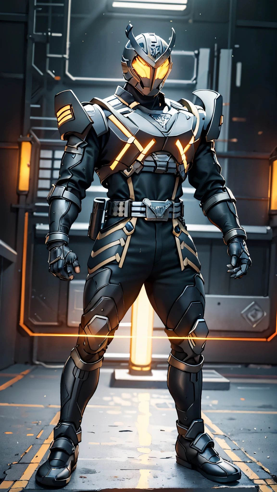 A man wearing a full-face helmet, a fantasy-style biomecha armored combat suit, green eyes, a composite layered chest armor, fully enclosed shoulder guards, matching arm and leg guards, the belt is adorned with dragon claw grasping orbs, primarily black with red accents, the design balances heavy with agility, a high-tech biological armor, concept inspired by dragons, stands on the skyscraper of a futuristic high-tech city, this character embodies a finely crafted fantasy-surreal style armored hero in anime style, exquisite and mature manga art style, ((male:1.5)), metallic, real texture material, dramatic, high definition, best quality, highres, ultra-detailed, ultra-fine painting, extremely delicate, professional, perfect body proportions, golden ratio, anatomically correct, symmetrical face, extremely detailed eyes and face, high quality eyes, creativity, RAW photo, UHD, 32k, Natural light, cinematic lighting, masterpiece-anatomy-perfect, masterpiece:1.5