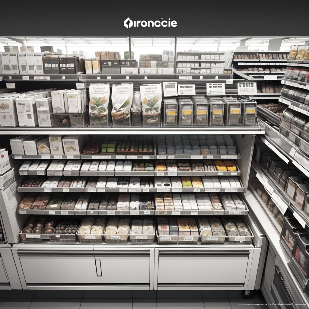 Vectoritize a ((simple flat minimalistic monochromatic logo)), featuring (a grocery store) well illuminated, low detail, logo, 2d (text say:"Grocery")