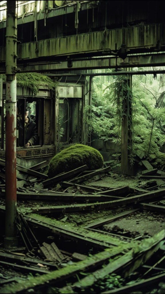 subway,moss,Showa,Collapse,Devastation,Inside the ruins,Glasses,Women,adventure,Black and White,