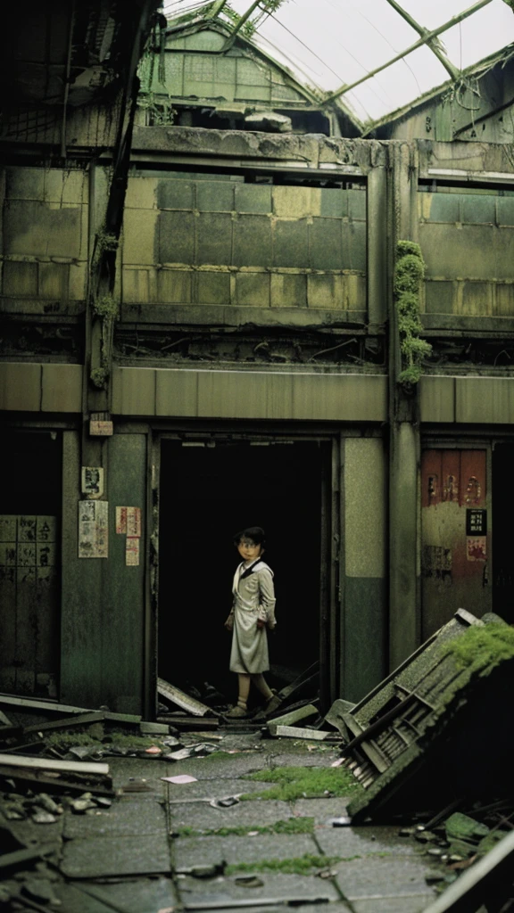 subway,moss,Showa,Collapse,Devastation,Inside the ruins,Glasses,Women,adventure,Black and White,