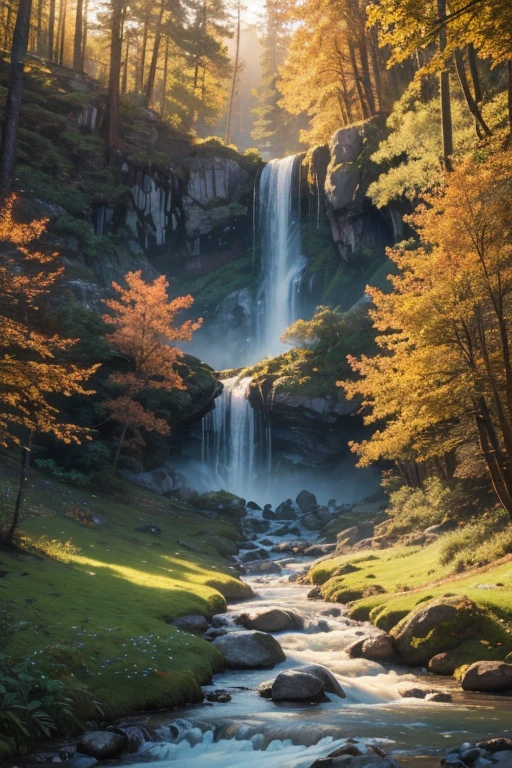 Nature at its best, breathtaking landscapes, vibrant colors, majestic mountains, sparkling waterfalls, serene forests, blooming flowers, and diverse wildlife. (best quality,4k,8k,highres,masterpiece:1.2),ultra-detailed,(realistic,photorealistic,photo-realistic:1.37), HDR, UHD, studio lighting, ultra-fine painting, sharp focus, physically-based rendering, extreme detail description, professional, vivid colors, bokeh, portraits, landscape, photography, concept artists, warm and earthy tones, soft and golden light shining through the trees, tranquil and peaceful ambiance.