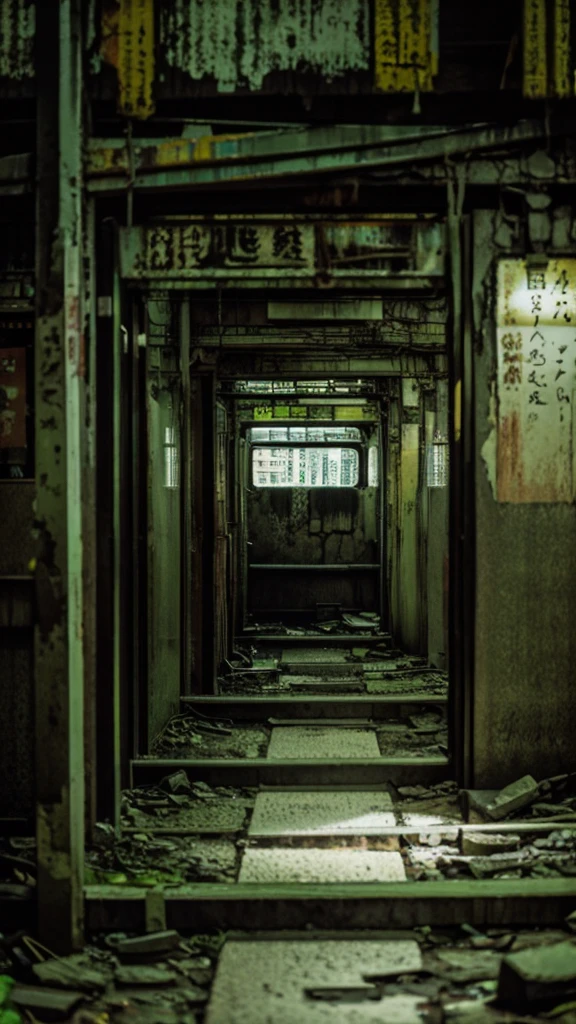 subway,moss,Showa,Collapse,Devastation,Inside the ruins,Glasses,Women,adventure,Black and White,