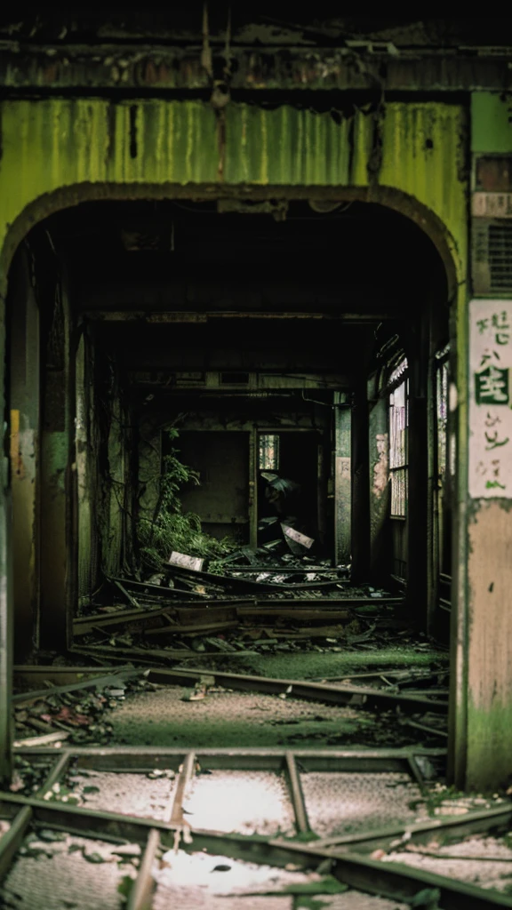 subway,moss,Showa,Collapse,Devastation,Inside the ruins,Glasses,Women,adventure,Black and White,